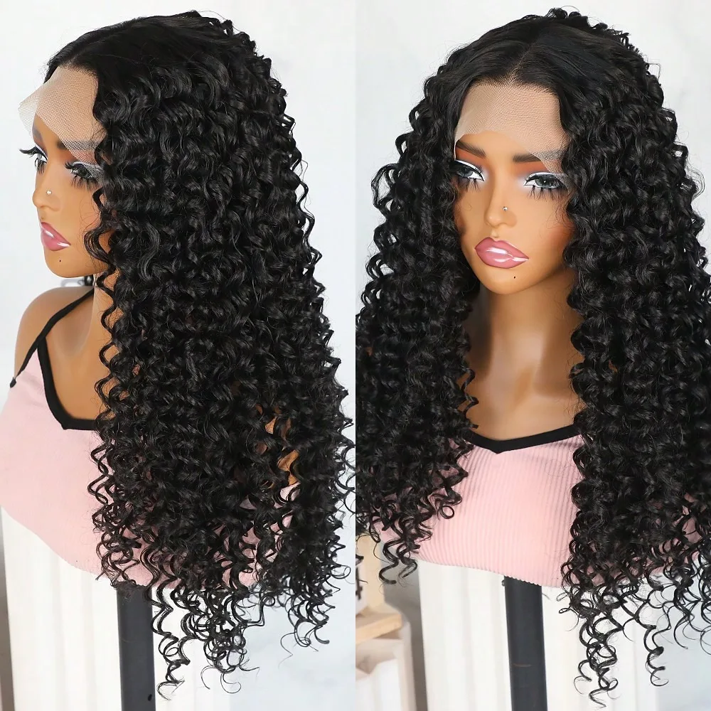 موجة عميقة الدانتيل الجبهة الباروكات شعر الإنسان 200% الكثافة 13x4 HD شفافة شعر مستعار مجعد عميق الرطب ومموج خصلات الشعر المستعار الإنسان للمرأة السوداء