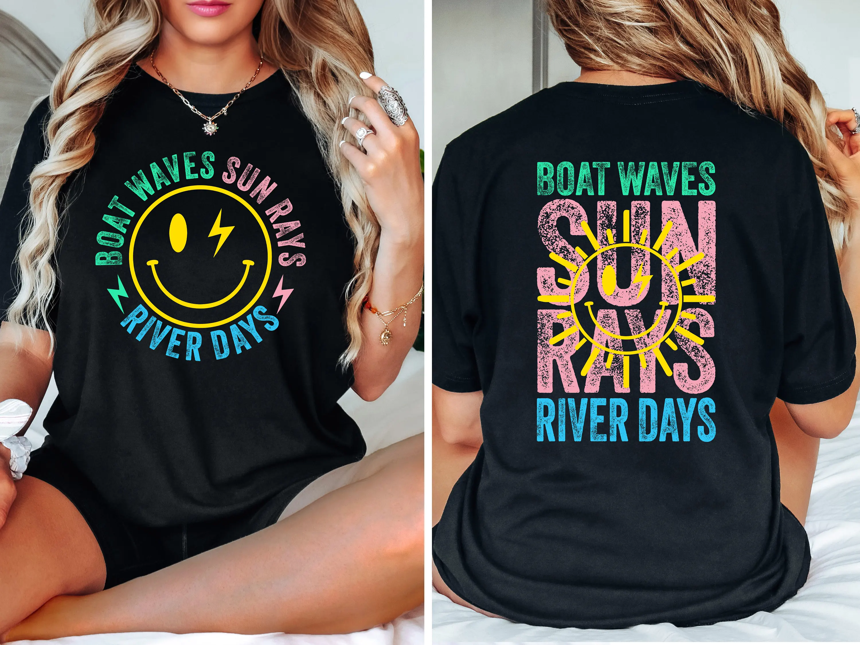 River T Shirt Family Vacation Boat Waves Sun Rays Days Summer Life Girls