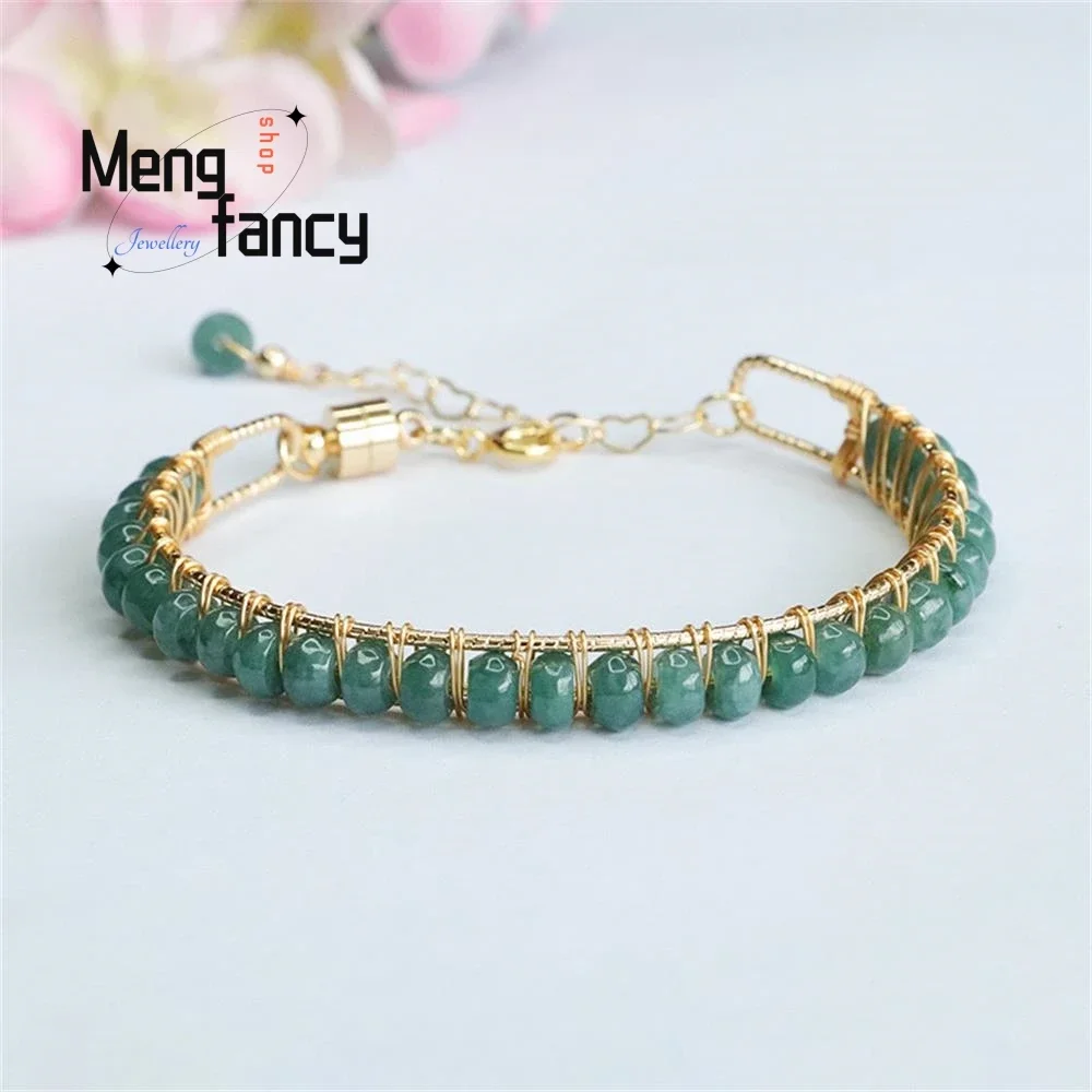 

Natural Jadeite Blue Water Abacus Bead Jade String Bracelet Exquisite Elegant Simple High-grade Luxury Quality Fashion Jewelry