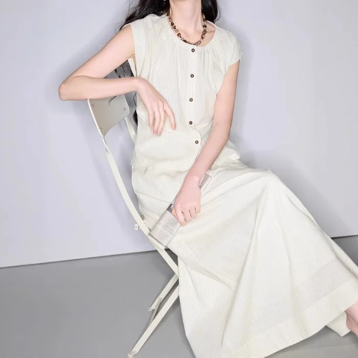 2025年夏新作 白ストライプスーツ トップス スカート ツーピース 通勤