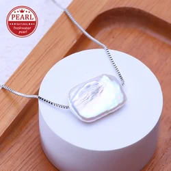 FENASY Natural Freshwater Big Baroque Pearl Pendant Necklaces For Women Girls Fashion Silver Color Classic Pendant Birthday Gift