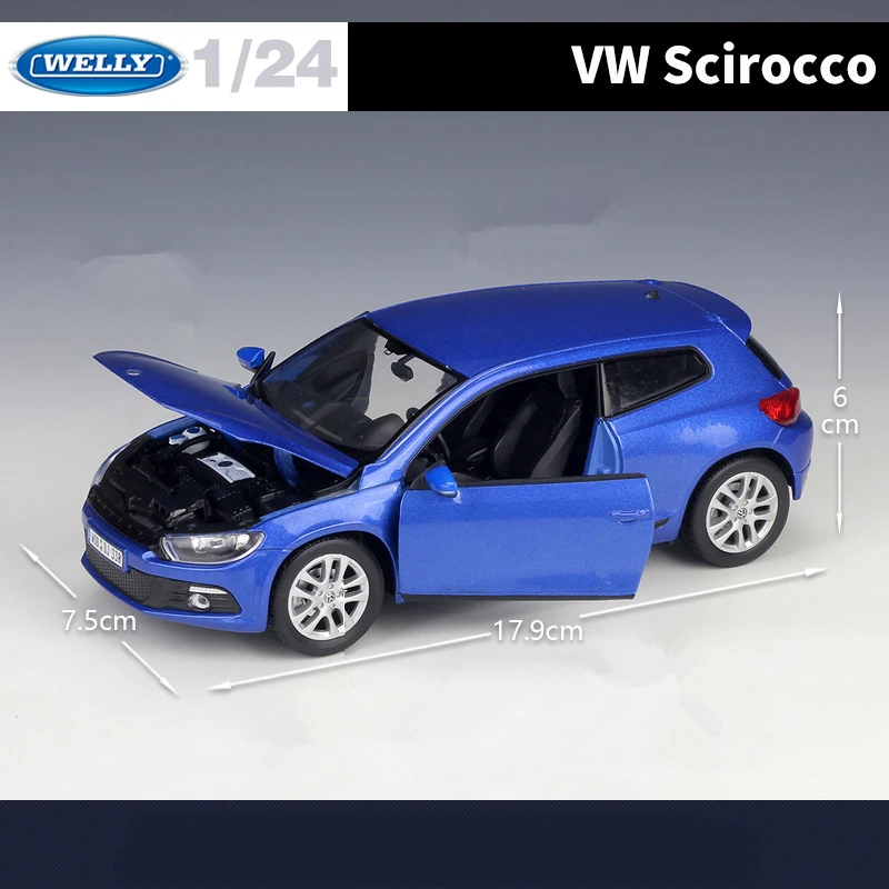 WELLY 1:24 Volkswagen Scirocco Alloy Car Model Diecast Metal Toy Vehicle Car Model High Simulation Collection Childrens Toy Gift