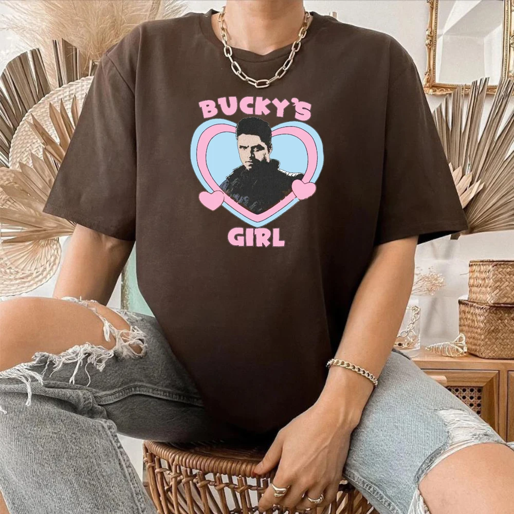 Bucky\'s Girl Shirt Vintage Bucky Barnes Graphic Tee Superhero Inspired Women Y2k Aesthetic T-shirt Cute Sebastian Stan Shirt Top