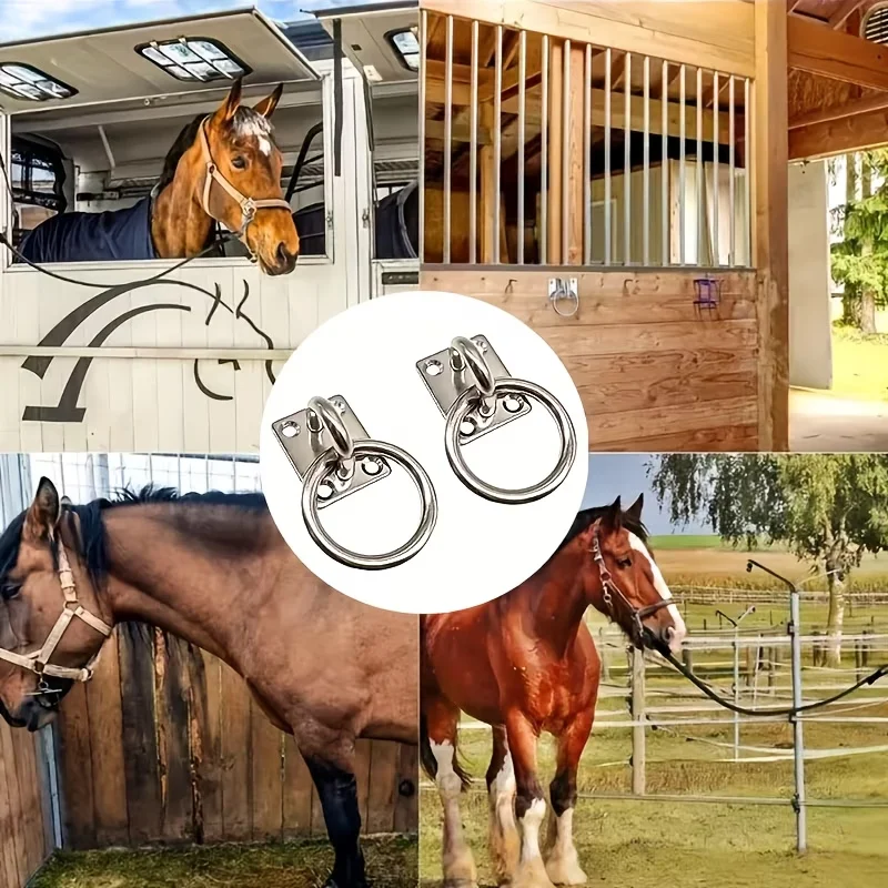 2pcs Square Door Hook For Horse Tack Storage Horse Tie Loop Plate Deck Rope Accessory Square Fixing Anchor Ring Home Accessories