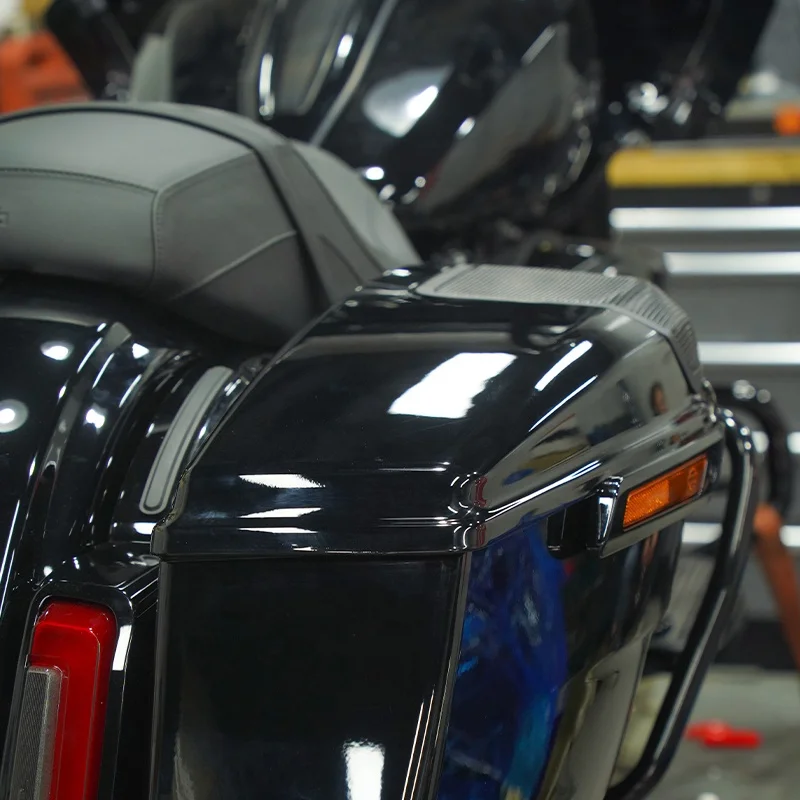 Keybear Vivid Black Road Glide CVO Motorcycle Tail Boxes with Saddlebag Speaker Lids and Side Box Cover for 2024 Street Glide