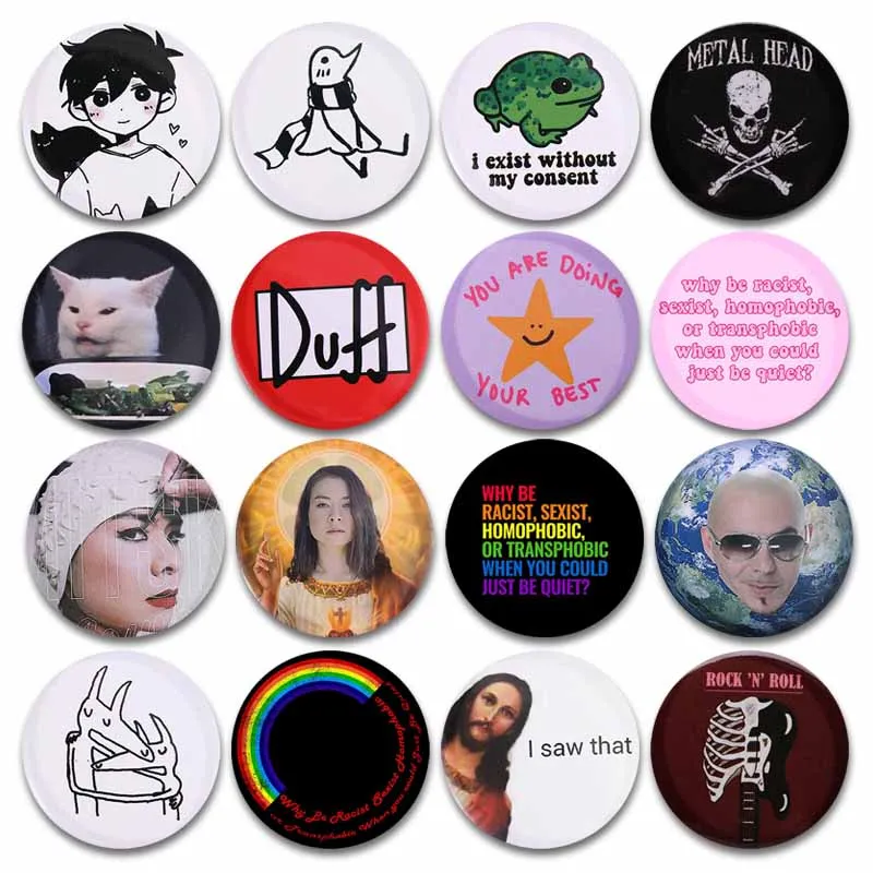 I Love Mitski Pins Creative Funny Words Omori Frog Round Badge Handmade Button Brooch for Backpack Hat Shirt Accessories Gifts