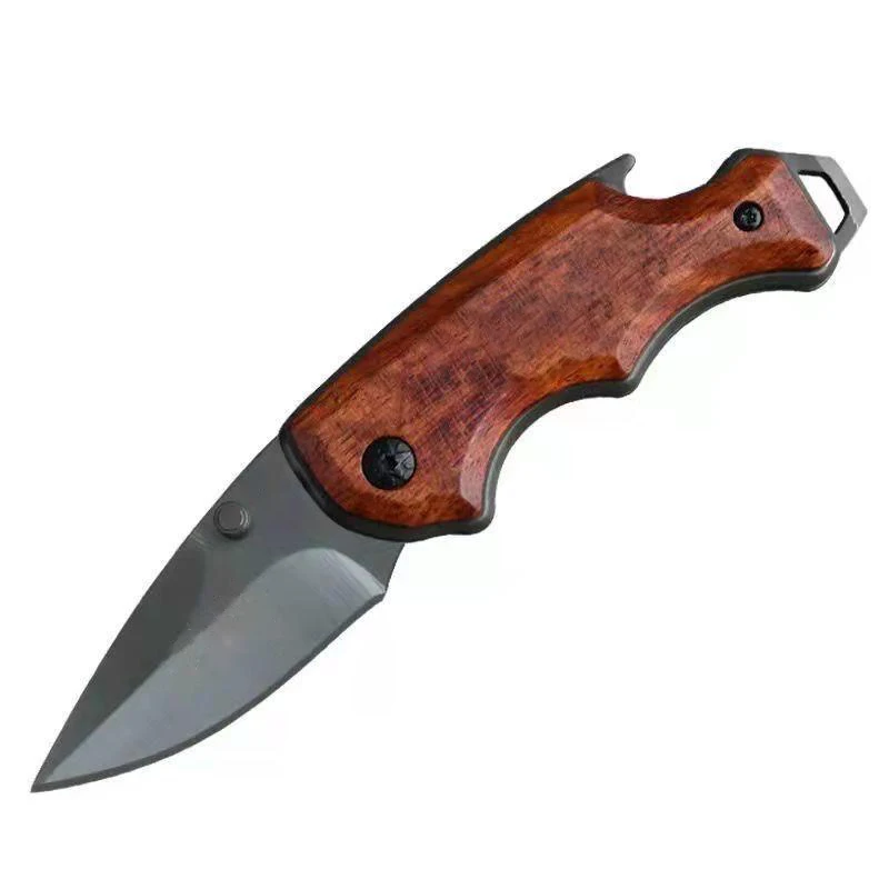 Tragbares multifunktionales Überlebensmesser EDC Klappmesser aus Edelstahl Outdoor Mini tragbares Obstmesser mit Rosenholzgriff.
