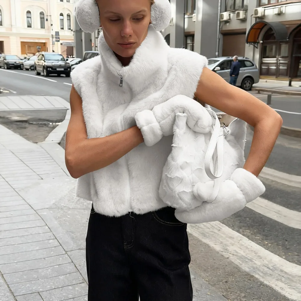 الخريف والشتاء النساء فو الفراء سترة لطيف سيدة الموضة الصلبة سميكة الدافئة السفر اليومي الحرم الجامعي حفلة سستة سترة سترة