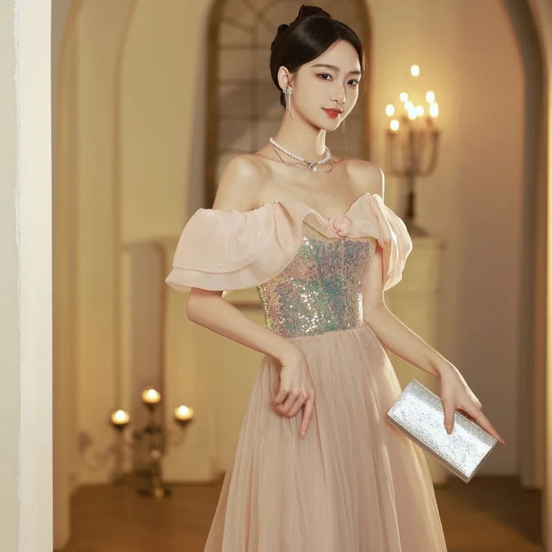 Phụ Nữ Mới Dự Tiệc Sang Trọng Hứa Qipao Chính Thức Dạ Hội Sang Trọng Áo Dây De Soiree Tàu Gợi Cảm Chữ A Ảo Ảnh Dạ Hội Vestidos