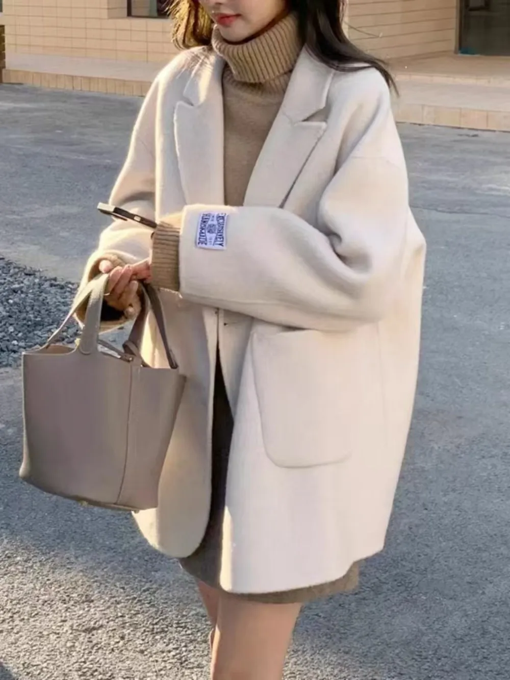 

Double-Sided Wool Coat for Women, Petite Size, Autumn and Winter New Korean Style Small Blazer Wool Jacket