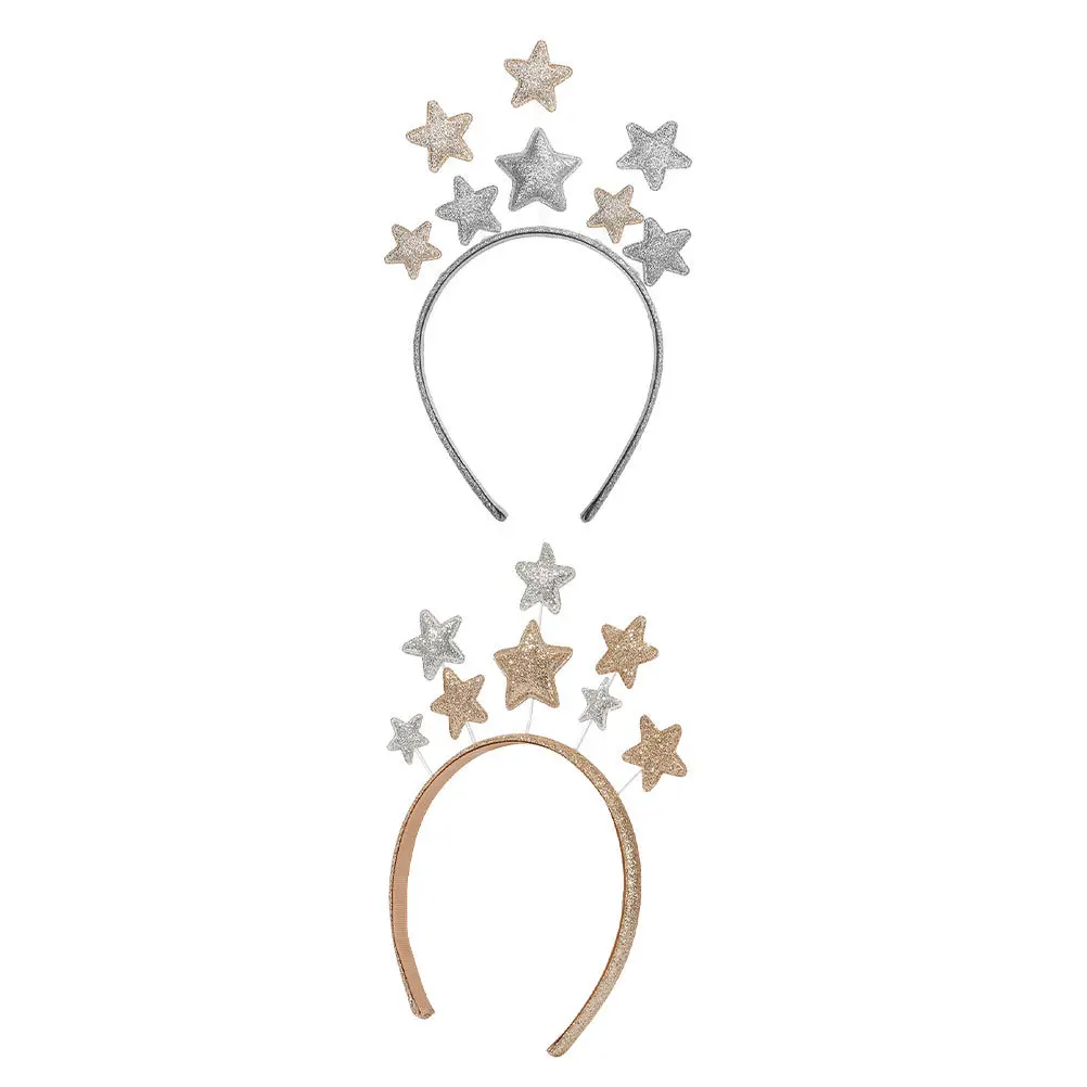

2Pcs Christmas Star Headbands Iron Five-Pointed Glitter Hair Hoops Party Accessories Kids Women Girls Birthday Cosplay Hairbands