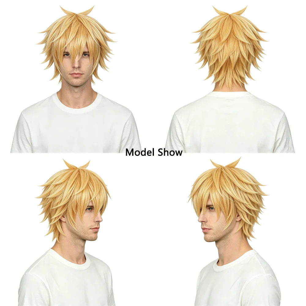 Men's Short Spiky Hair Light O - đánh giá và giá Hair Care Orange