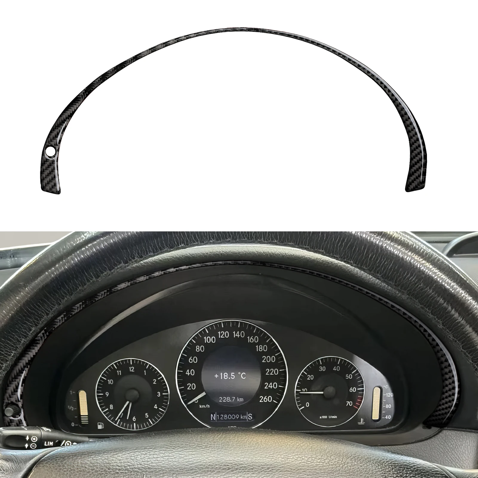 Kohlefaser-Innenaufkleber. Auto-Mittelkonsole Geschwindigkeitsanzeige-Panel. Für Mercedes Benz CLK A209 C209 (2002-2010) Zubehör.