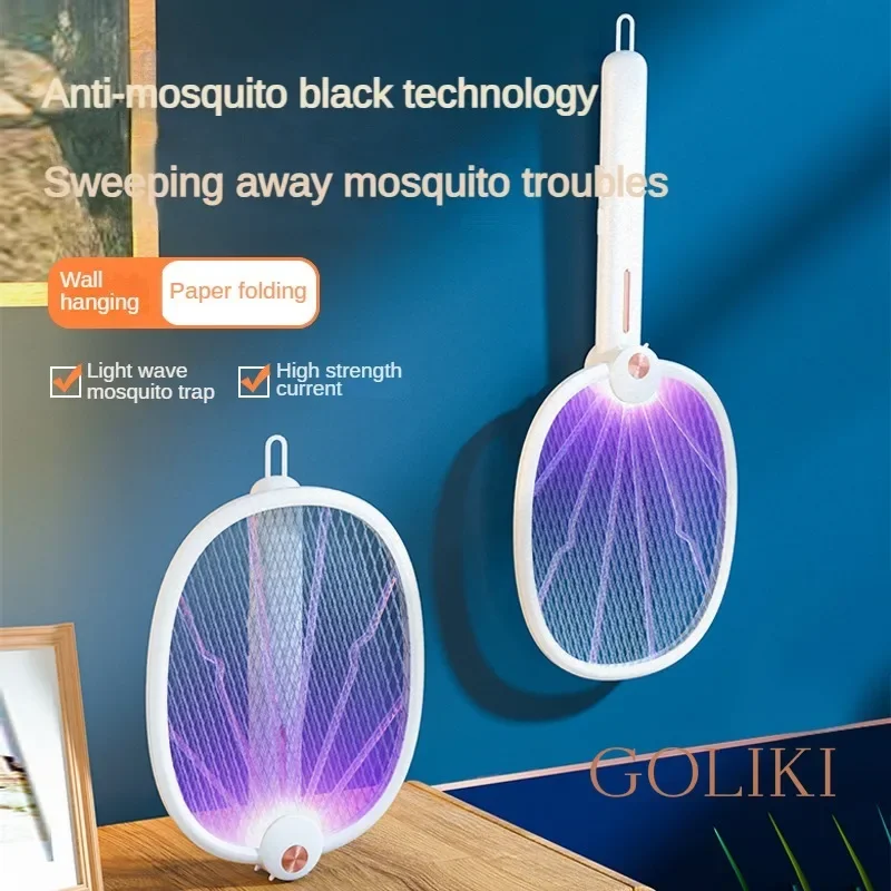 2700V Electric  Mosquito Killer Lamp Rechargeable 4 In 1 Foldable Mosquito Swatter Fly Trap Insect Racket Zapper Repellent Lamp