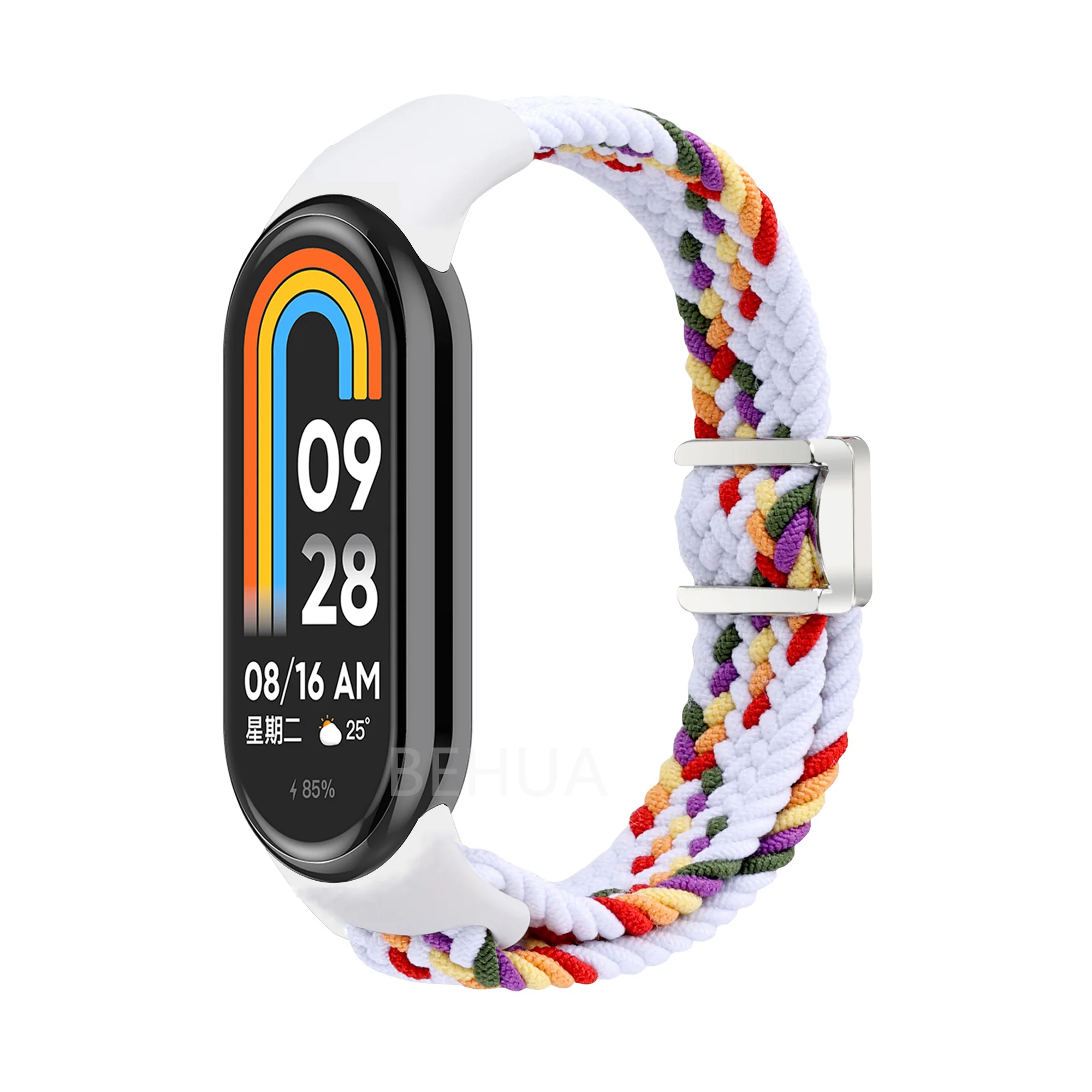 WatchStrap Band For Xiaomi mi band 8 7 6 5 WristStrap Bracelet Wristband For Miband 4 3 Strap Braided Nylon Elastic Adjustable