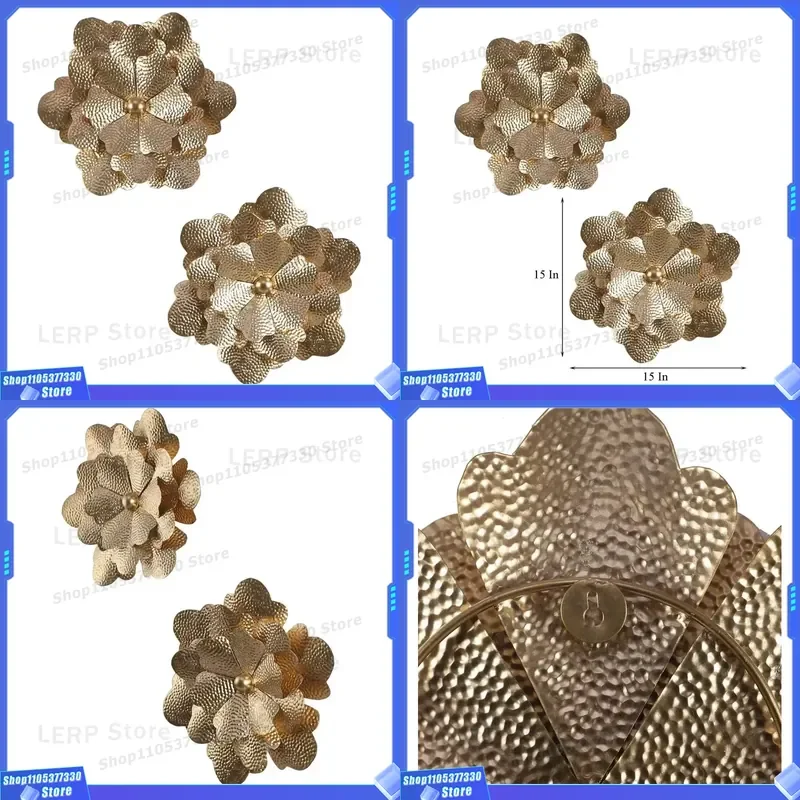 Gold Aluminum Iron Wall Hanging Art Decorative Flower for Living Room Sofa Background High Quality Metal Floral Wall