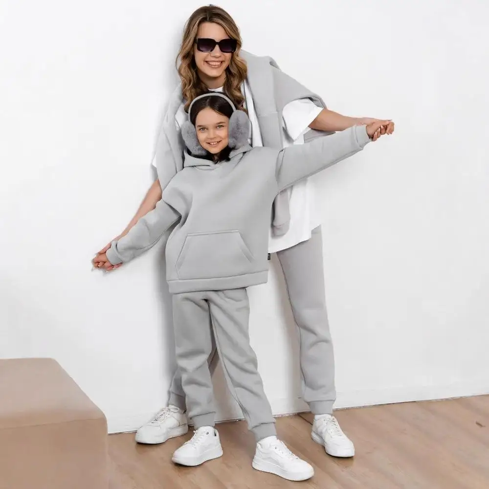 

Осенне-зимняя детская повседневная одежда с капюшоном для девочек, длинный свитшот, брюки, комплект из двух предметов, удобная дышащая одежда