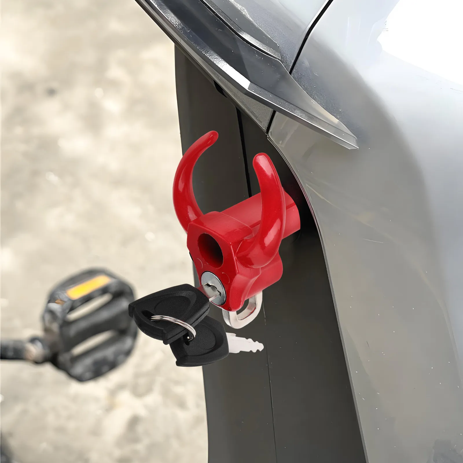 Universal Two Hook Holder Bike Handlebar Hook Motorcycle Lock Luggage Bag Hanger Claw Screw Red Electric Scooter