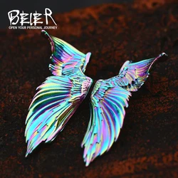 BEIER Wholesale Stainless Steel Colorful angel wings Pendant Necklace For Man Punk Jewelry good detail choker BP8-1012