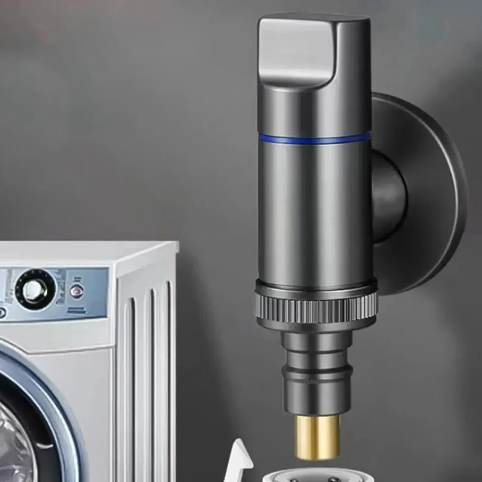 G1/2 Washing Machine Faucet Brass Automatic Water Stop Quick Opening Angle Valve Bathroom Accessories Wall Mounted Faucet