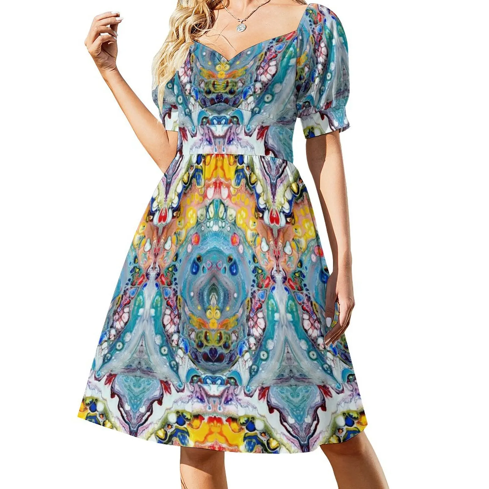 

Rainbow Tide Short Sleeved Dress Casual dresses Women's summer dresses Dress