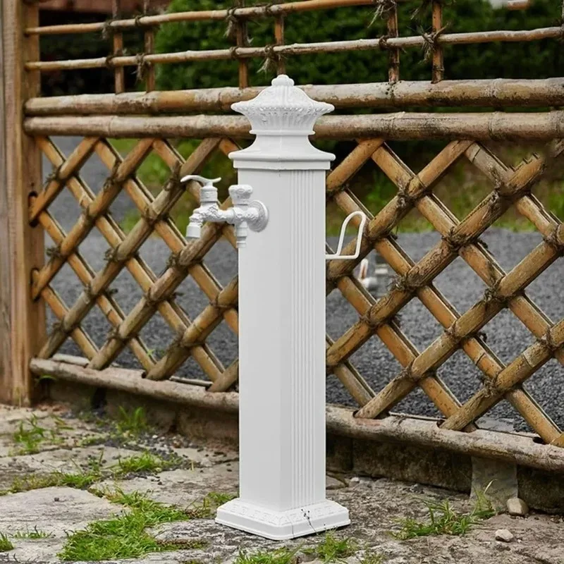 72/112cm Outdoor Stainless Steel Water Column, Garden Tap with Faucet and 7.5m Spray Gun, Floor Mounted Anti-Freezing Water Tap