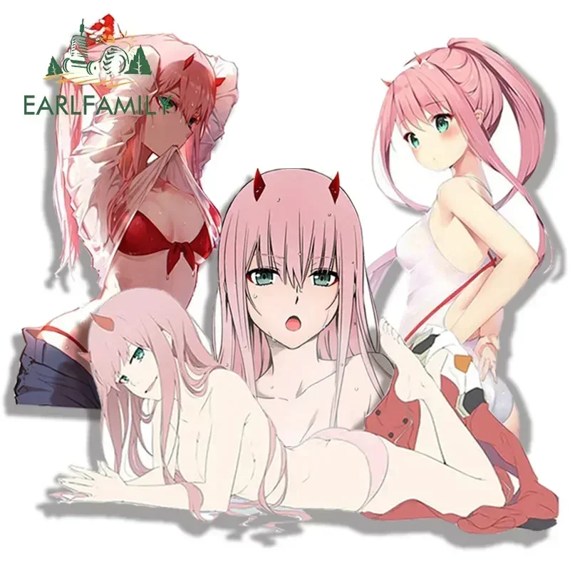 EARLFAMILY 13cm x 7,4 cm para Sexy Anime Zero Two pegatina de coche Hentai Ass NSFW Waifu calcomanía motocicleta divertido maletero accesorios de