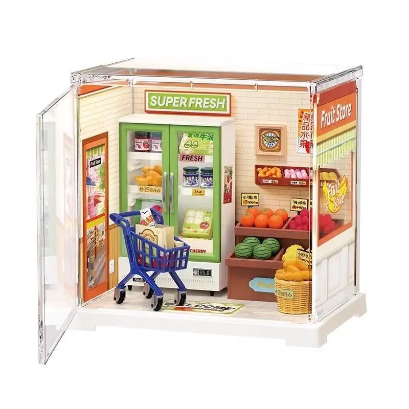 Super World Shop Mini Bäckerei Puppenhaus Mini Kit Diy Cottage Bausteine Spielzeug zusammenbauen Miniatur Kindergeschenke Anime