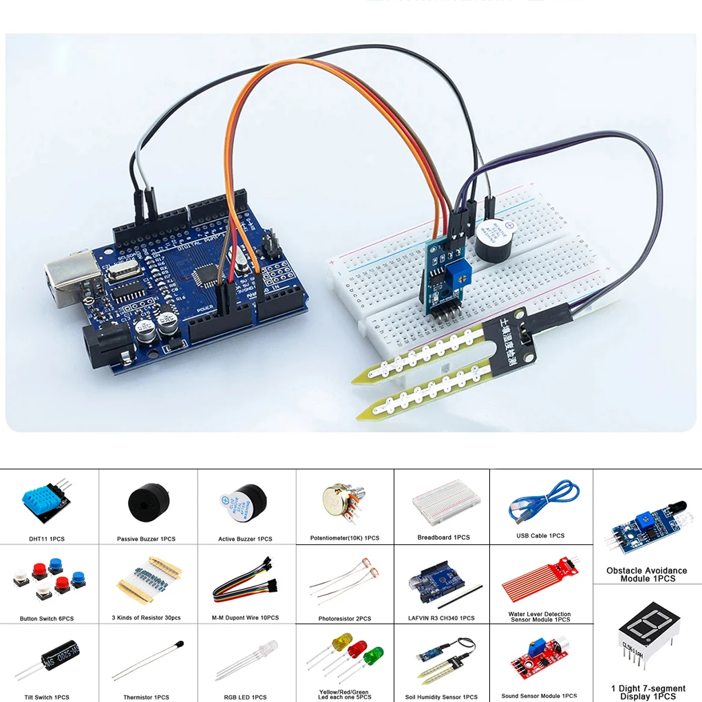 400 Hole Kit Development Board For UNO R3 Switch Breadboard Sensor Obstacle Avoidance Module LED Lights Loose Parts