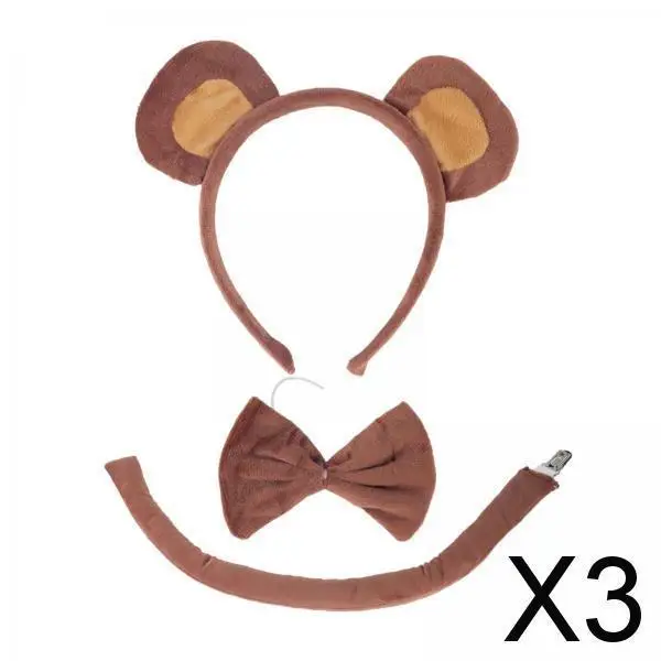 

Animal Ears Long Tail Costume Set Children Headband Bowtie Cloth for Masquerade Halloween Cosplay Party
