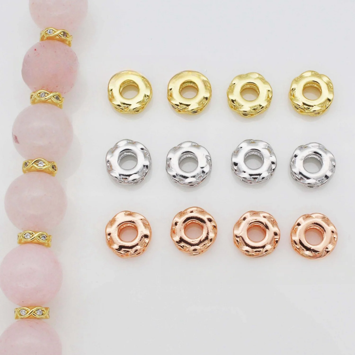 

5pcs 18K Copper Gold Plated Spacers for Jewelry Making, Spacer Beads Diy Crystal Pearl Bracelet Necklace Accessories Wholesale