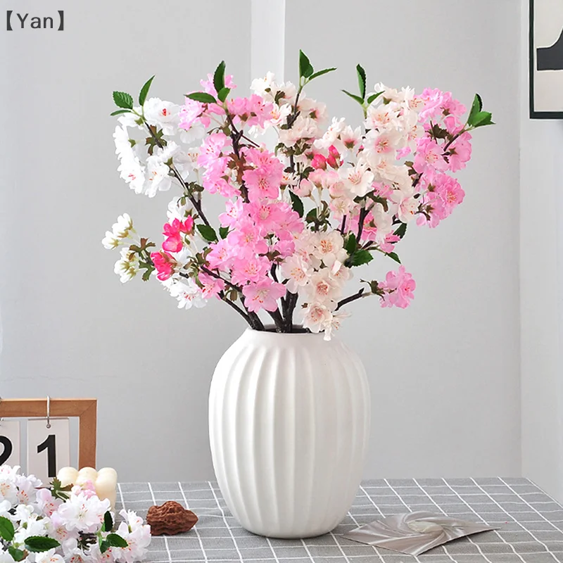リアルタッチ人工桜の枝手作り柔軟なシミュレーション桜の枝 DIY 造花クリスマス装飾