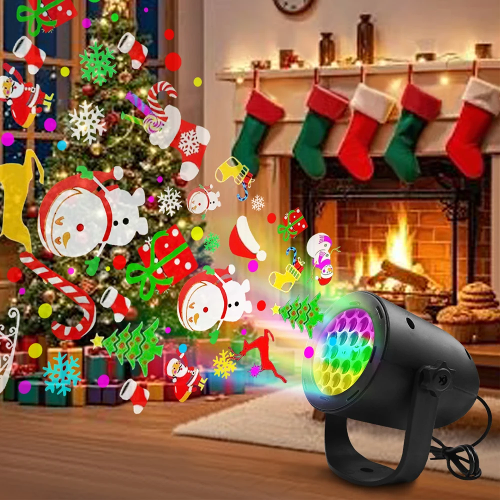 가정용 크리스마스 프로젝션 라이트 눈송이 회전 장식 분위기 연출 휴일 레이저 라이트 야외 LED 16 패턴