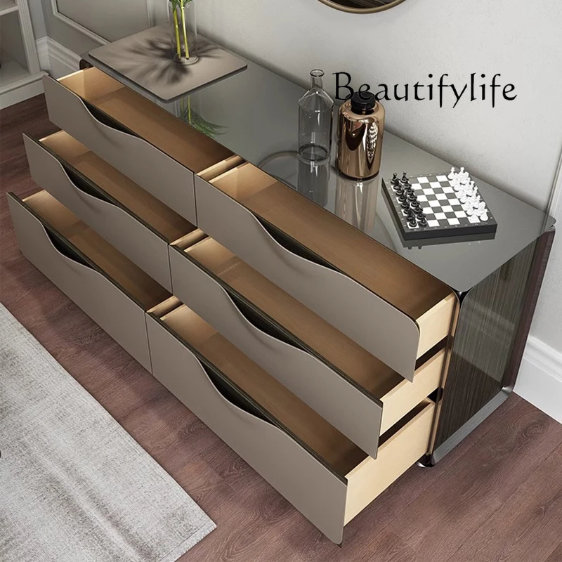 

Modern solid wood six-chest cabinet simple living room locker drawer storage cabinet bedroom TV cabinet light luxury decoration