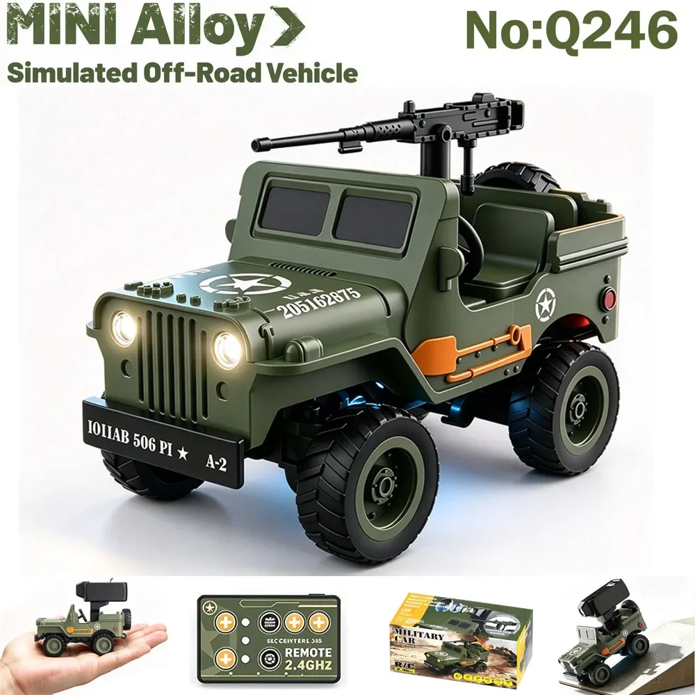 New Arrival In Stock Q246 1/64 Mini Alloy Toy Car Simulated Willys Military Jeep Off-road Vehicle Outdoor Toy Kids Birthday Gift