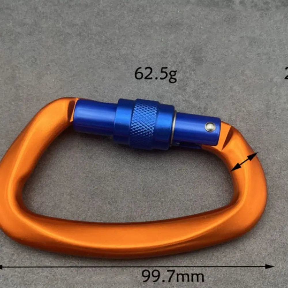 Mosquetão de segurança profissional 4KN/25KN de alumínio 3 cores em forma de D ganchos chave trava de segurança de escalada