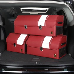 Car Trunk Organizer Side Pockets Saving Space Leather Storage Box Large Capacity Multifunctional Folding Storage Bags Car Access