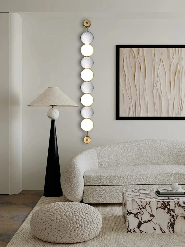 

Gray Mixed White 3/5/7 Balls Wall Lamp Long All Brass Elegant Easy Installation Wall Mounted Light Fixture Modern Lamparas