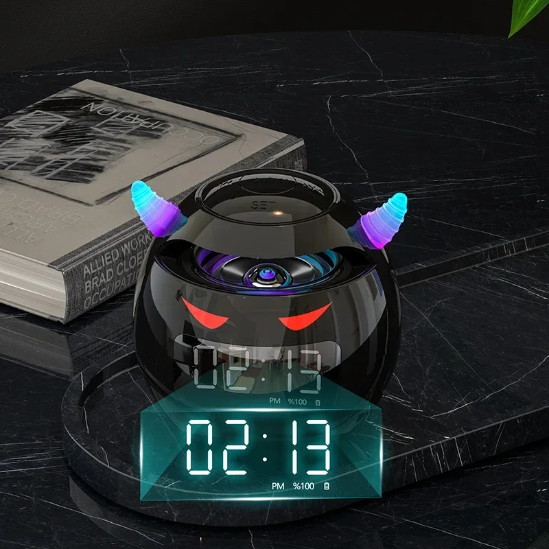 Bluetooth Speaker audio Shape Clock Speaker Mini  Speaker Alarm clock with LED Digital Alarm Clock Music Player Wireless Ball