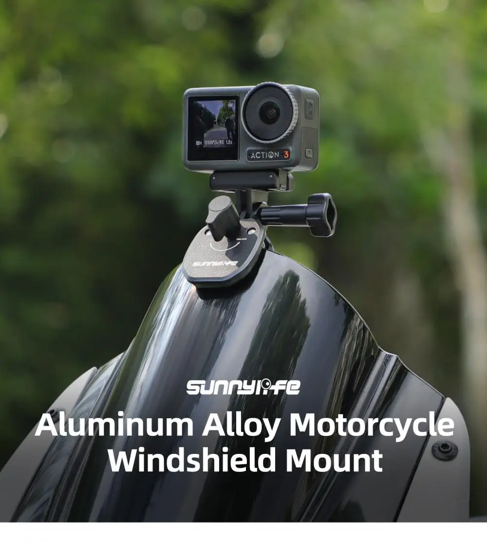 Motorcycle Windshield Clip for DJI Osmo 360/Action 5 Pro/GoPro/Pocket 3 Aluminum Alloy Mount for Insta360 X5/Go 3S Accessories