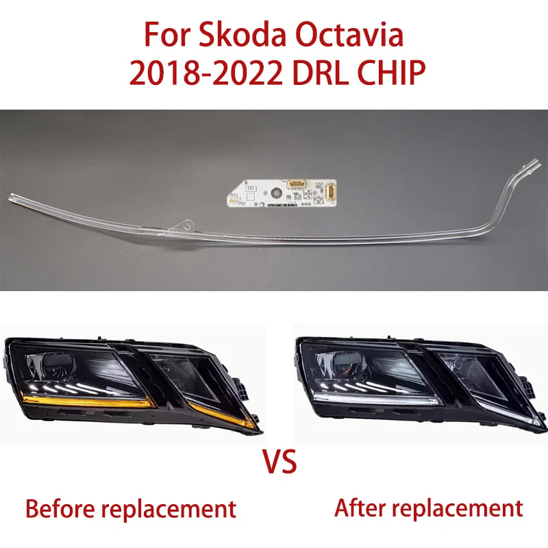 

For Skoda Octavia 2018-2022 Car Headlight DRL CHIP White Light Conduit Strip Angel Eye Chip Daytime Running Light Ballast Module