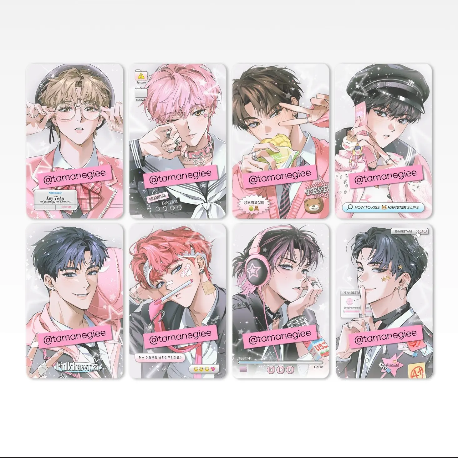 New Arrive 8Pcs/Set Korean Comics Manhwa 데뷔 못 하면 죽는 병 걸림/Debut or Die! 3Inches Small Card Lomo Card Moondae Park Free Shipping