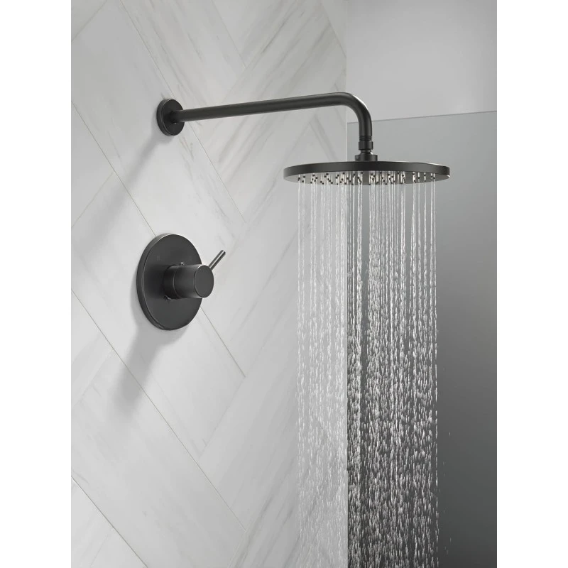 Faucet Modern Raincan Round Single-Function Shower Valve Trim Kit Black, Shower Faucet Set, Rainfall   Head Black