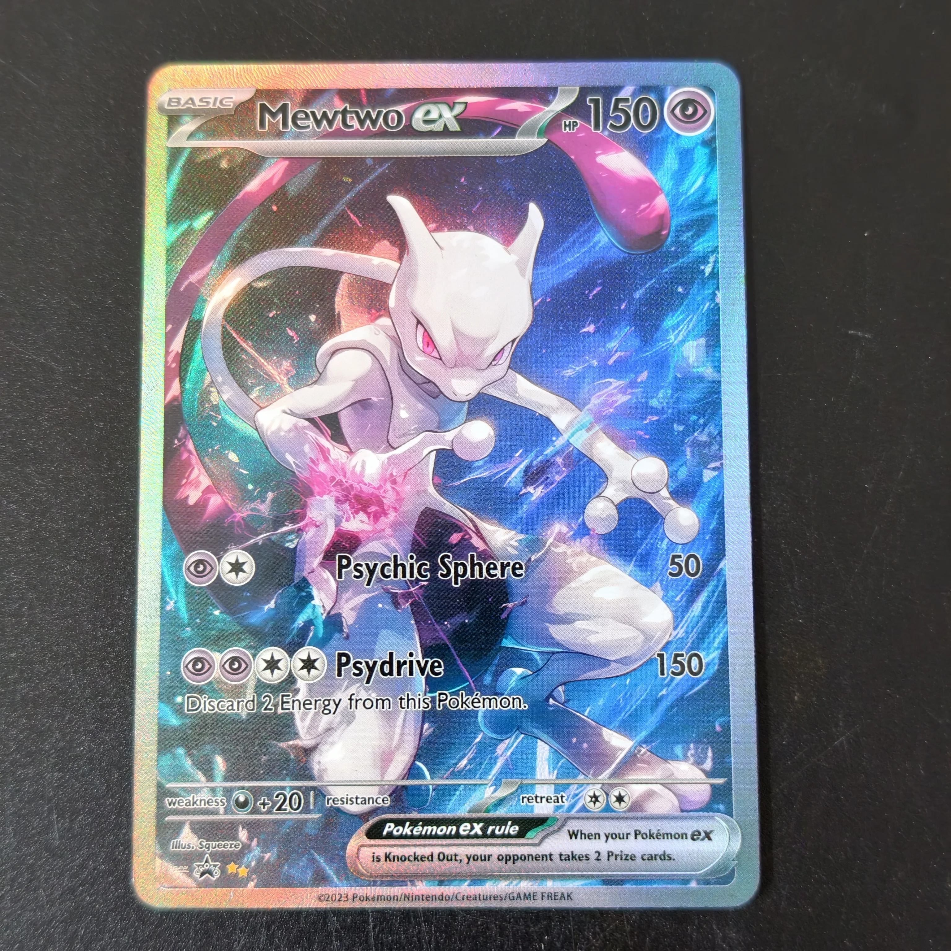 English PTCG Pokemon Cards Lucario EX Mewtwo EX Blue Ice Splash Background Full Art Textured Rainbow Holo DIY Self Made Cards view 4