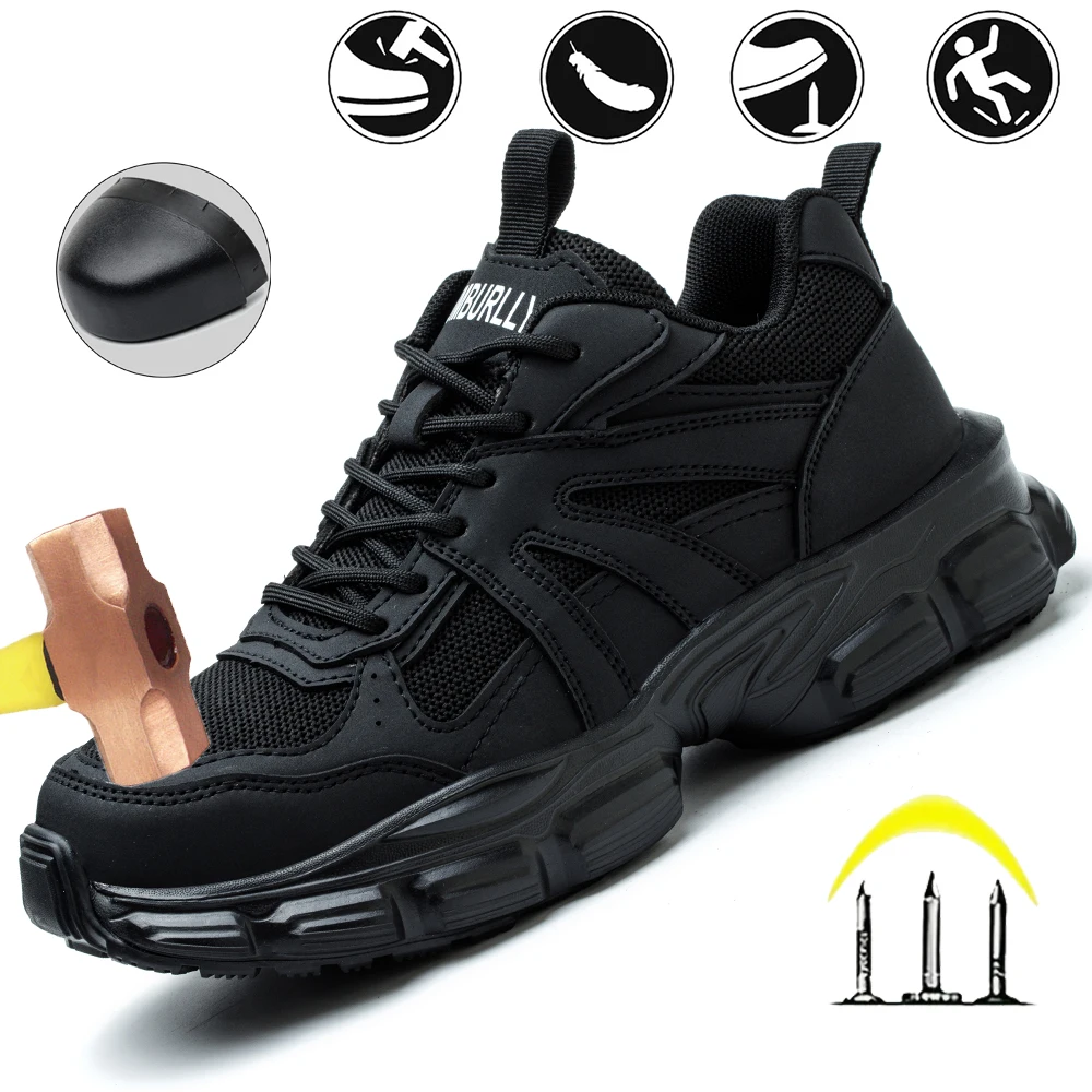 

Safety shoes for women, with steel toe protection and anti-stab features, made of Kevlar material. Lightweight and breathable outdoor work boots suitable for warehouse, factory and workshop use. Women's work shoes for the workplace.