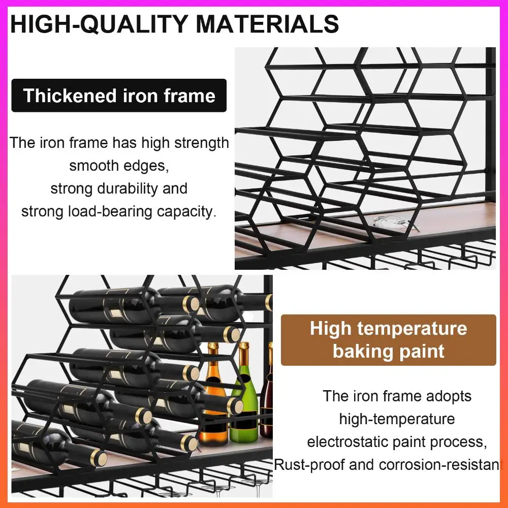

Металлическая полка для бутылок с ликером, настенная полка для хранения вина (120x30x40 см, черный)