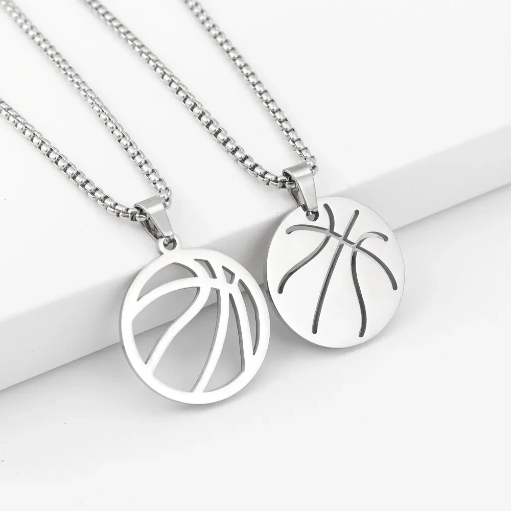 Hollow Stainless Steel Basketball Pendant Charm Men\'s Necklace Fashion Christmas Valentine\'s Day Gift Talisman Jewelry Accessori