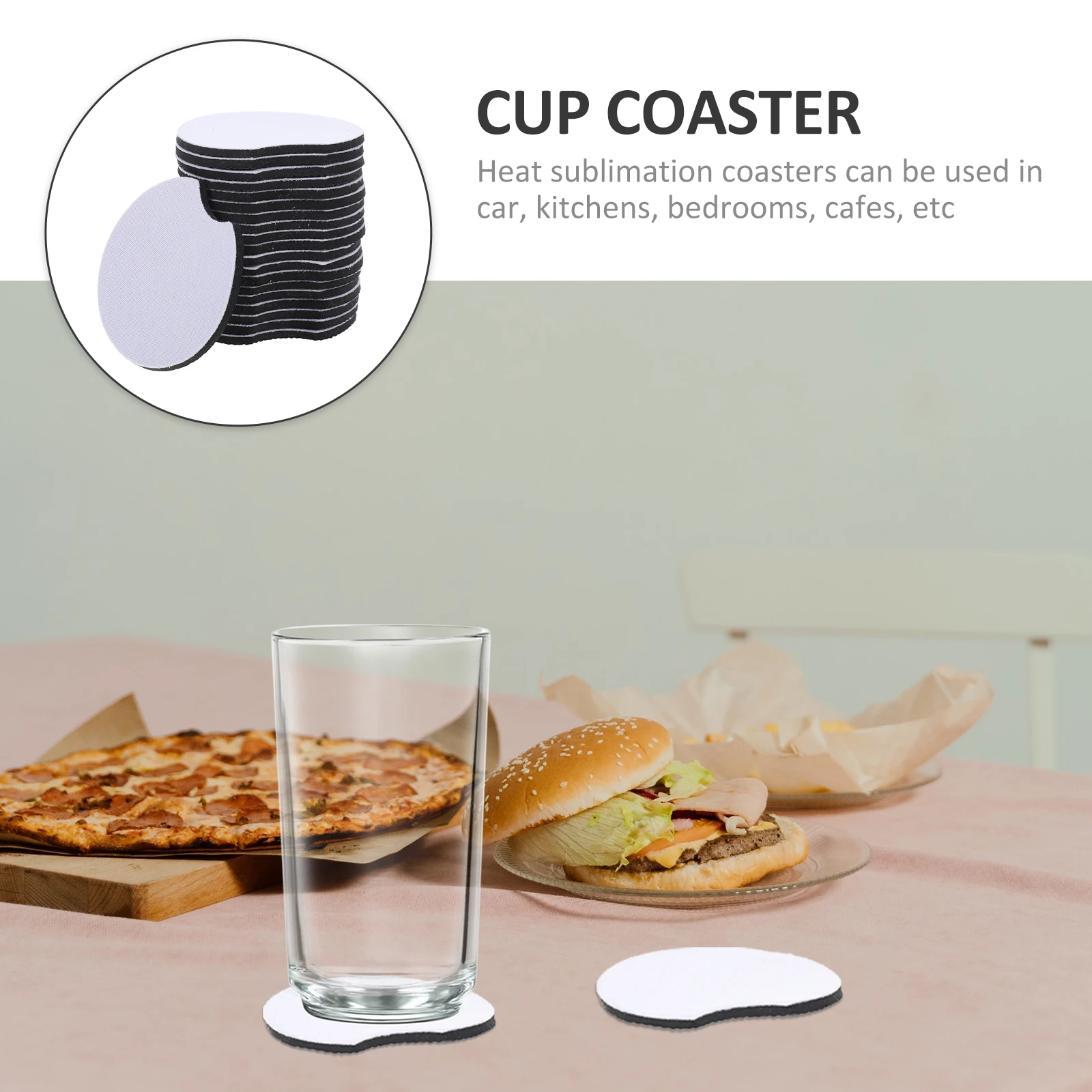 

20Pcs Sublimation Coasters Blanks Neoprene Cup Pads Durable Kitchen Bedroom Cafe Use Small Lightweight Storage