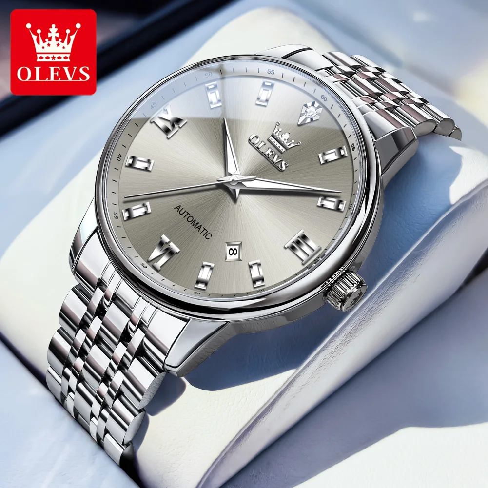 

OLEVS мужские часы 6723, лучший бренд, простые деловые оригинальные автоматические механические часы для мужчин, водонепроницаемые, светящиеся, модные, с датой
