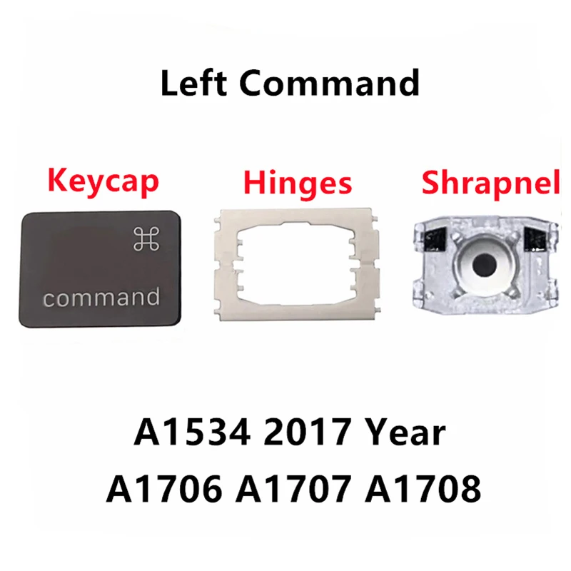 Replacement Left Command Key Cap and Hinges are Applicable for MacBook Pro A1706 A1707 A1708 Keyboard US UK to Replace